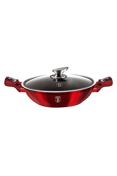 Berlinger Haus Wok pan with lid 30 cm Burgundy Metallic Line