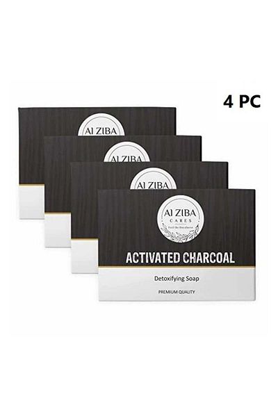 Alziba cares Activated Charcoal Soap for Effective Pore Cleansing - 100g - 4 pieces