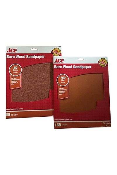 Generic ACE 5-Piece Bare Wood Sandpaper Brown 9 x 11inch