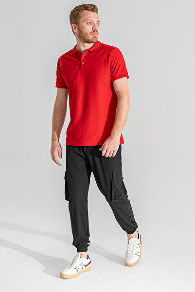Souris Men's Black Elastic Leg Pocket Pocket Trousers Lycra Flexible Thin Fabric