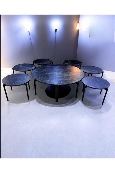 DEC13 6+1 round floor table set, modern and elegant design