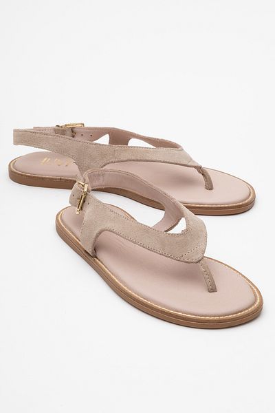 LuviShoes BELİNDA Sandale Flip Flops de damă din piele naturală din piele intoarsa bej