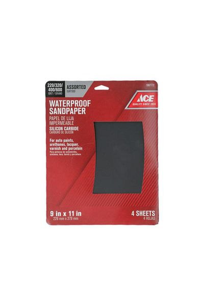 Generic ACE 4-Piece Assorted Grit Silicon Carbide Sandpaper Black 9 x 11inch