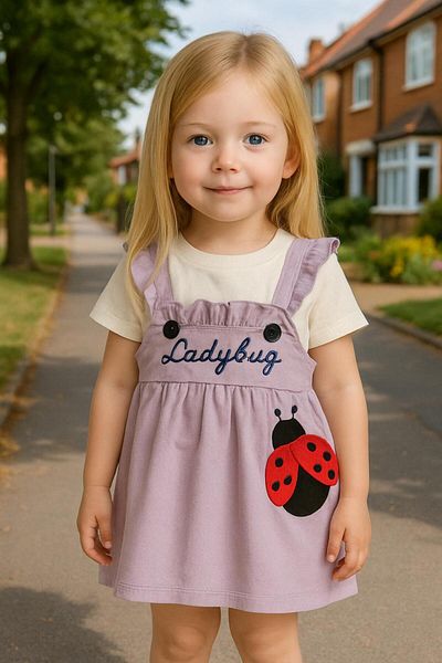 ASN APPAREL Baby Girl and Child Ladybug Dress Salopet