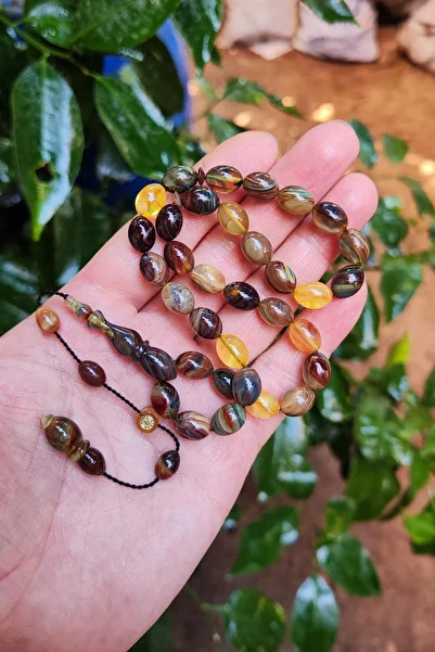 Vip Kehribar 8X11 mm Ayhan Turan Master Craftsmanship Colored Amber Prayer Beads
