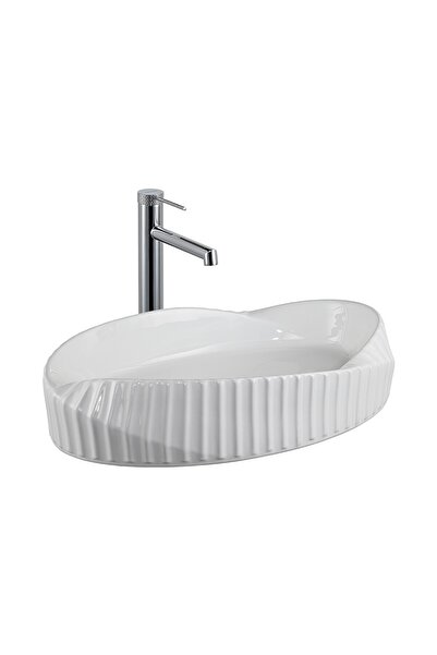 LENA EY-4706 Tezgah Üstü Lavabo Parlak Beyaz