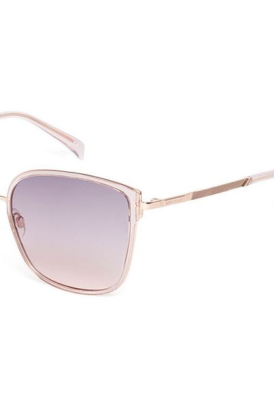 Karen Millen Ochelari de soare cat-eye cu rama metalica, Auriu, Transparent, 57-16-145