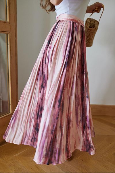 Askı Tekstil Fusta plisată cu model batik roz