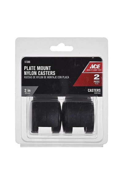 Generic ACE 2-Piece Heavy-Duty Sturdy High-Quality Plate Mount Nylon Casters Black 2 Inch