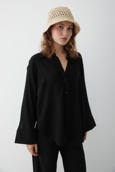 Laluvia Black Textured Shirt Trousers Set - 24Y98613