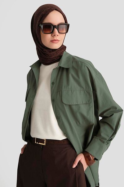 Armine Two Pocket Oversize Shirt 25Yh3443 Khaki