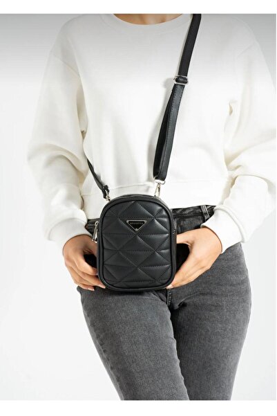 Sanmorris Kadın Deri Kapitone Desenli Çapraz Askılı Kullanışlı Mini Boy Omuz ...