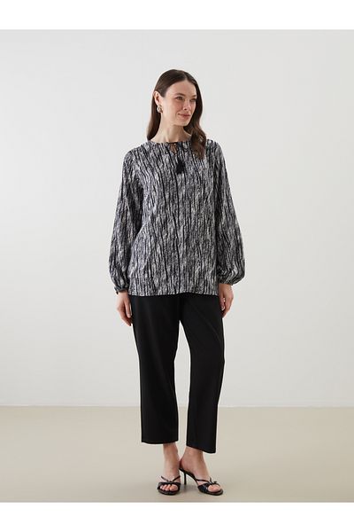 LC Waikiki Tie Collar Patterned Women's Blouse
