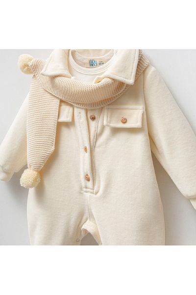 Noy Noy Organic Cotton Collared Velvet Jumpsuit 4 Piece Set