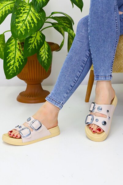 Weynes Cream Women's 2-Striped Stone Daily Slippers Wsb2030