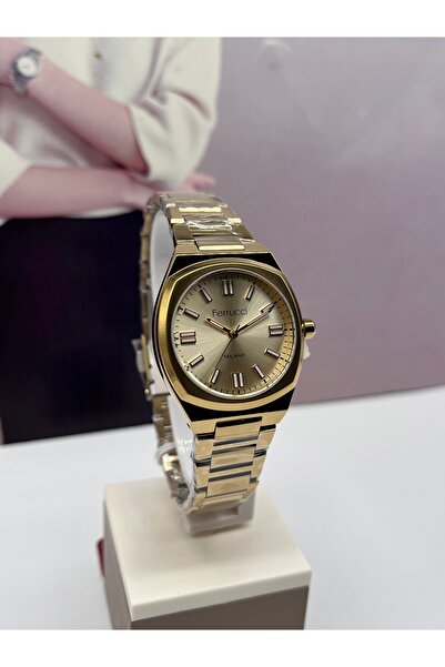 Ferrucci ساعة يد نسائية رياضية ذهبية مقاومة للماء ضمان لمدة عامين FC03398M