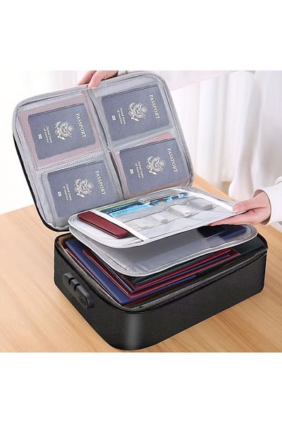 Choice 3 Layers With Lock black File Organizer Bags Document Home Office Travel Safe BagMulti-Layer Portabl