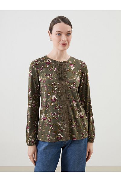 LC Waikiki Women's Blouse with Tie-Down Collar Flower