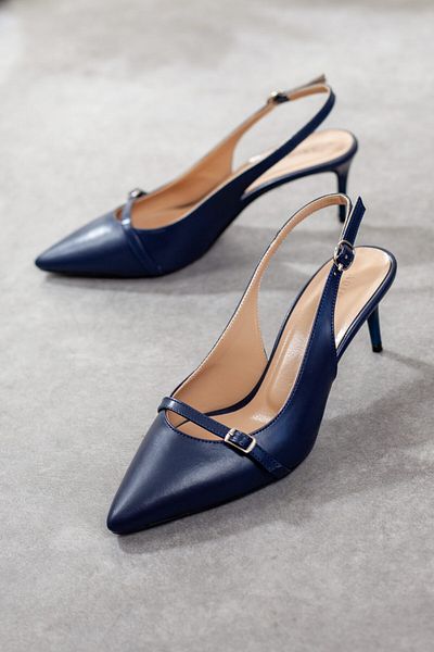 Adım Adım Women's Navy Blue Thin Heeled Shoes