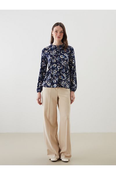 LC Waikiki Tie Collar Floral Blouse
