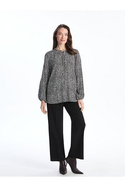 LC Waikiki Tie Collar Patterned Women's Blouse