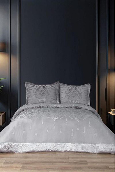 Çeyiz Diyarı Coral Fiber Filled Double Size 250X255 cm Bedspread Gray