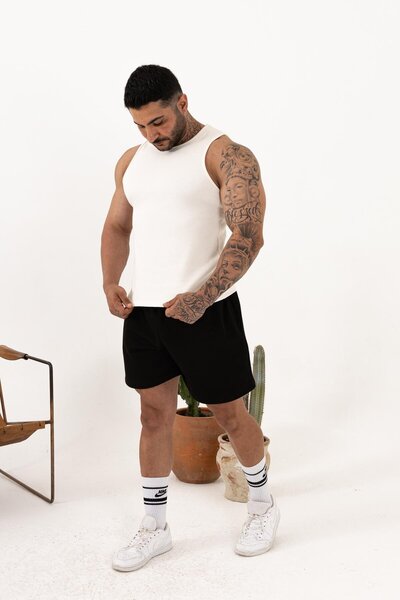 QUİCKPREP Men's White Ribbed Undershirt – Summer Slim Fit Basic Undershirt