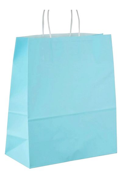 Happyland Light Blue Cardboard Bag Medium Size Twist Handle 25 Pieces 25X12X31 cm