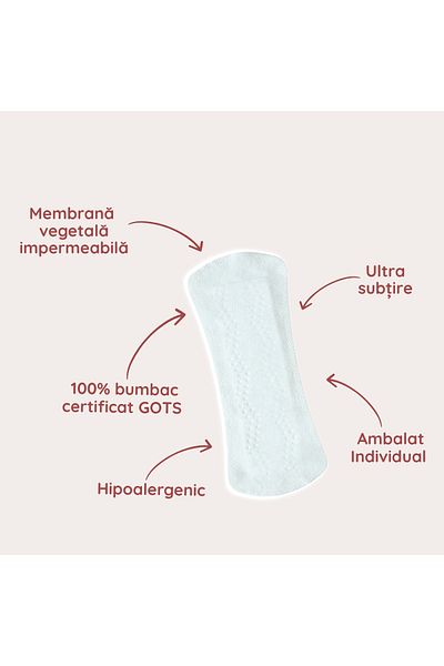 FemiEko Absorbante zilnice din bumbac Femieko Ultra Liners, 1 picatura, fara plastic, fara miros