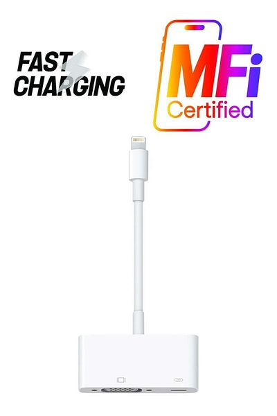 fulina Apple Lightning To VGA Adapter,White