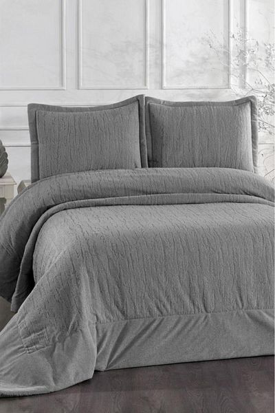 Çeyiz Diyarı Karmen Fiber Filled Double Size 250X255 cm Bedspread Gray