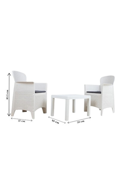 Progarden Set mobilier de grădină/terasă, AKITA, 3 piese, polipropilenă, alb,...