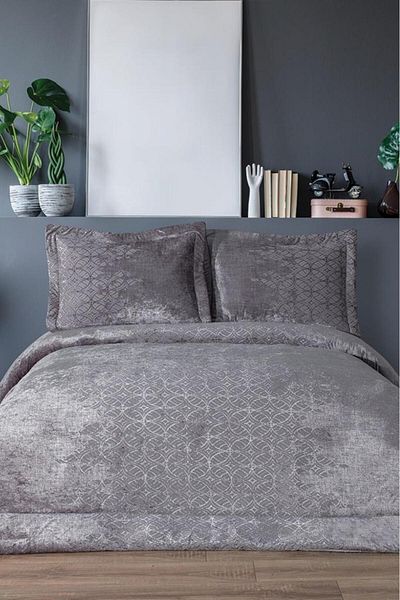 Çeyiz Diyarı Opal Fiber Filled Double Size 250X255 cm Bedspread Gray