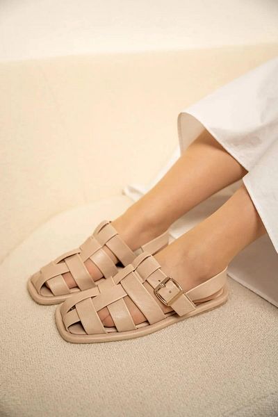 LamintaGlobal Tool Nude Cage Detailed Sandals