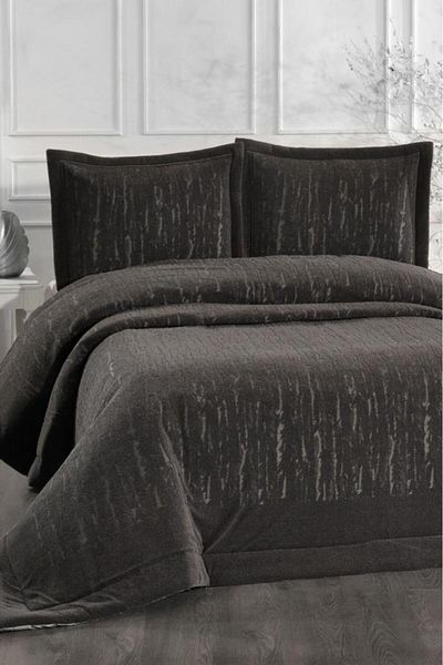 Çeyiz Diyarı Karmen Fiber Filled Double Size 250X255 cm Bedspread Anthracite