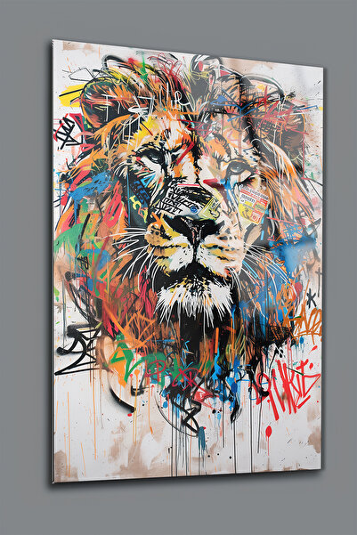 glassartdesign Lion Glass Table-9 - Pictură Modernă - Decorare Birou Acasă