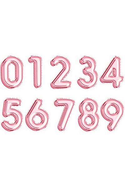 GREMAG Set of 10 Gremag birthday balloons, 0-9, pink, 40.64 x 24 cm
