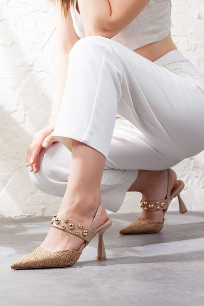 Adım Adım Women's Straw Detail Heeled Shoes