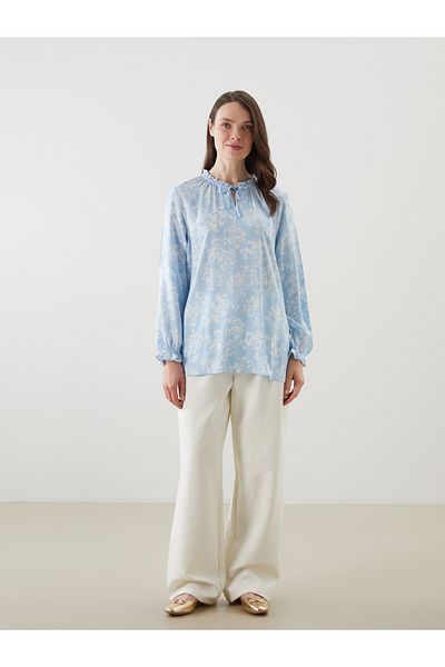 LC Waikiki Women's Blouse with Tie-Down Collar Flower
