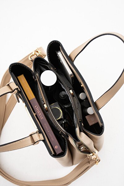 H&D COLLECTİON Very Useful Double Strap Detailed Lined 4 Compartment Hand and Shoulder Bag 1425