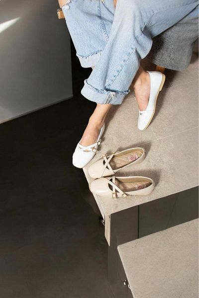 Sezka Life Buckle Daily Ballerina Leather Women's Thin Strap Ballerinas