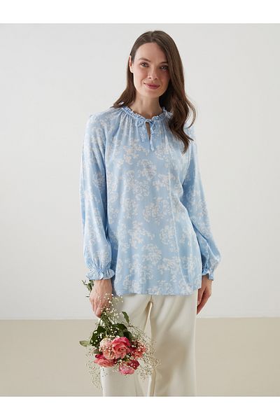 LC Waikiki Women's Blouse with Tie-Down Collar Flower