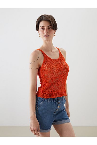 LC Waikiki Crew Neck Crochet Blouse