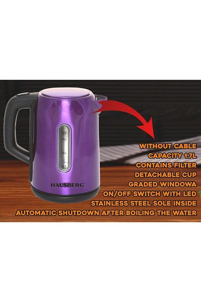Hausberg Konvice Hb-3608mv, 2200 W, 1,7 l, nerezová ocel, pohyblivá