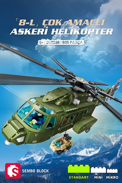 Sembo Block 8-L Multi-Purpose Military Helicopter Building Block Set