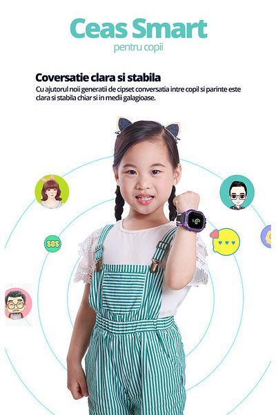 REVOSE Kids Smartwatch with GPS via LBS and Phone Function, Front Camera Location
