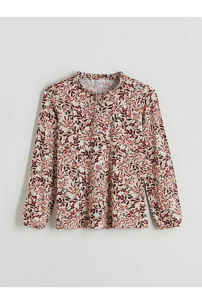LC Waikiki Tie Collar Floral Blouse
