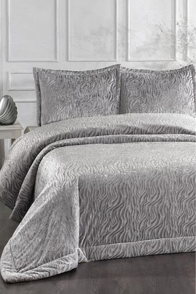 Çeyiz Diyarı Ruby Fiber Filled Double 250X255 cm Bedspread Gray