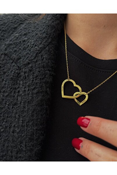 EskiJewelry Gümüş İki Kalpli İsimli Kolye
