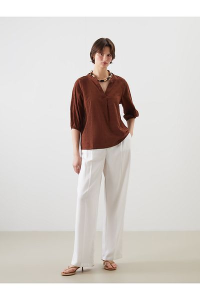 LC Waikiki Self-Patterned Blouse with Peep Collar